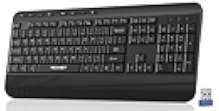 TECKNET Ergonomic Wireless Keyboard for Laptop, 2.4G USB Silent Computer Keyboard with Comfortable Palm Rest & Adjustable Feet Stand for Desktop, PC, Notebook, Surface and Windows, Full Size Layout