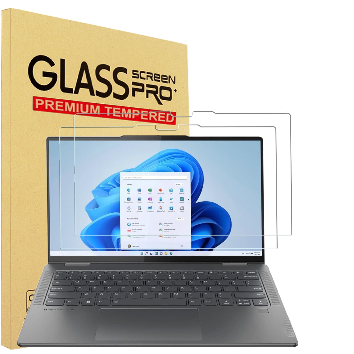 YINOVEEN Confezione da 2 pellicole protettive in vetro temperato per Lenovo Yoga 7 14 / Yoga 7i 14 Touch Screen, Lenovo Yoga 14, durezza 9H