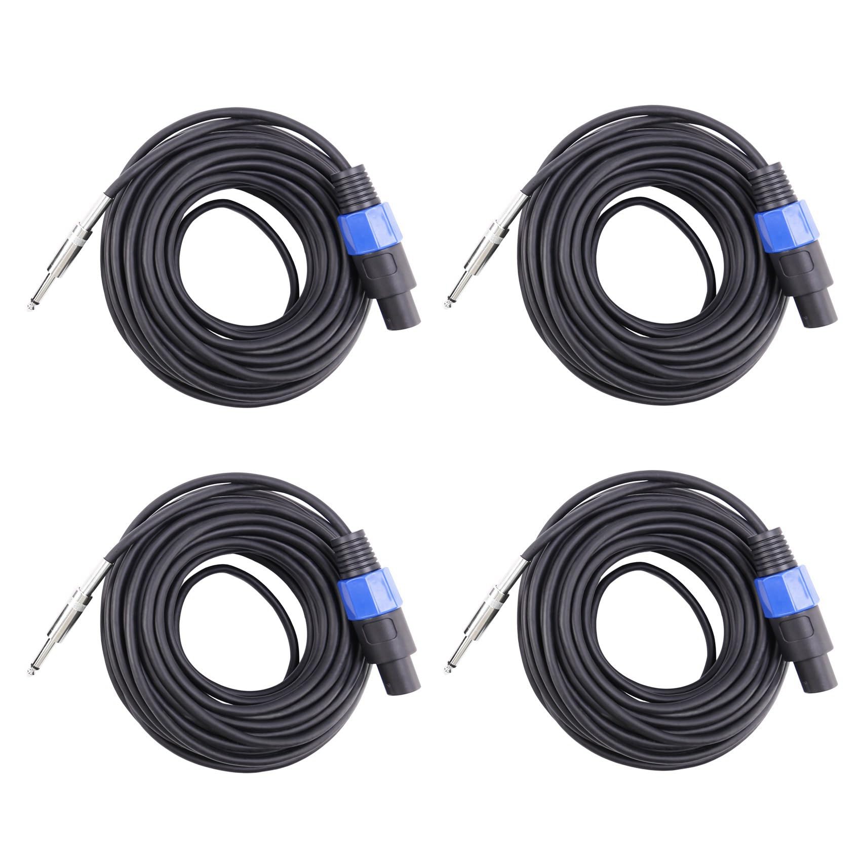 Juego de 4 cables Speakon a 1/4 para altavoces de 12 AWG 12 AWG cable de conexión de 6,35 mm DJ/PA para altavoces con de rosca
