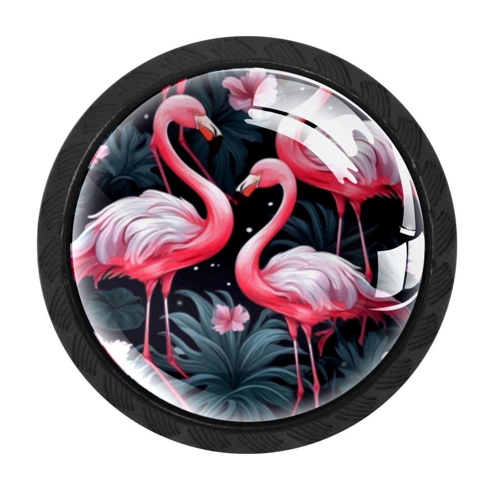 Chenzzzz Multicolored 19 4 Pack Round Cabinet Knobs For Kitchen Bathroom Closet Dresser Cabinets, Flamingo Rainforest
