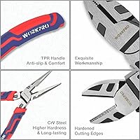 Vista 3 de WORKPRO Juego de alicates de 5 piezas con bolsa de almacenamiento, nariz larga de 7 pulgadas, diagonal de 6 pulgadas, junta de ranura de 8 pulgadas