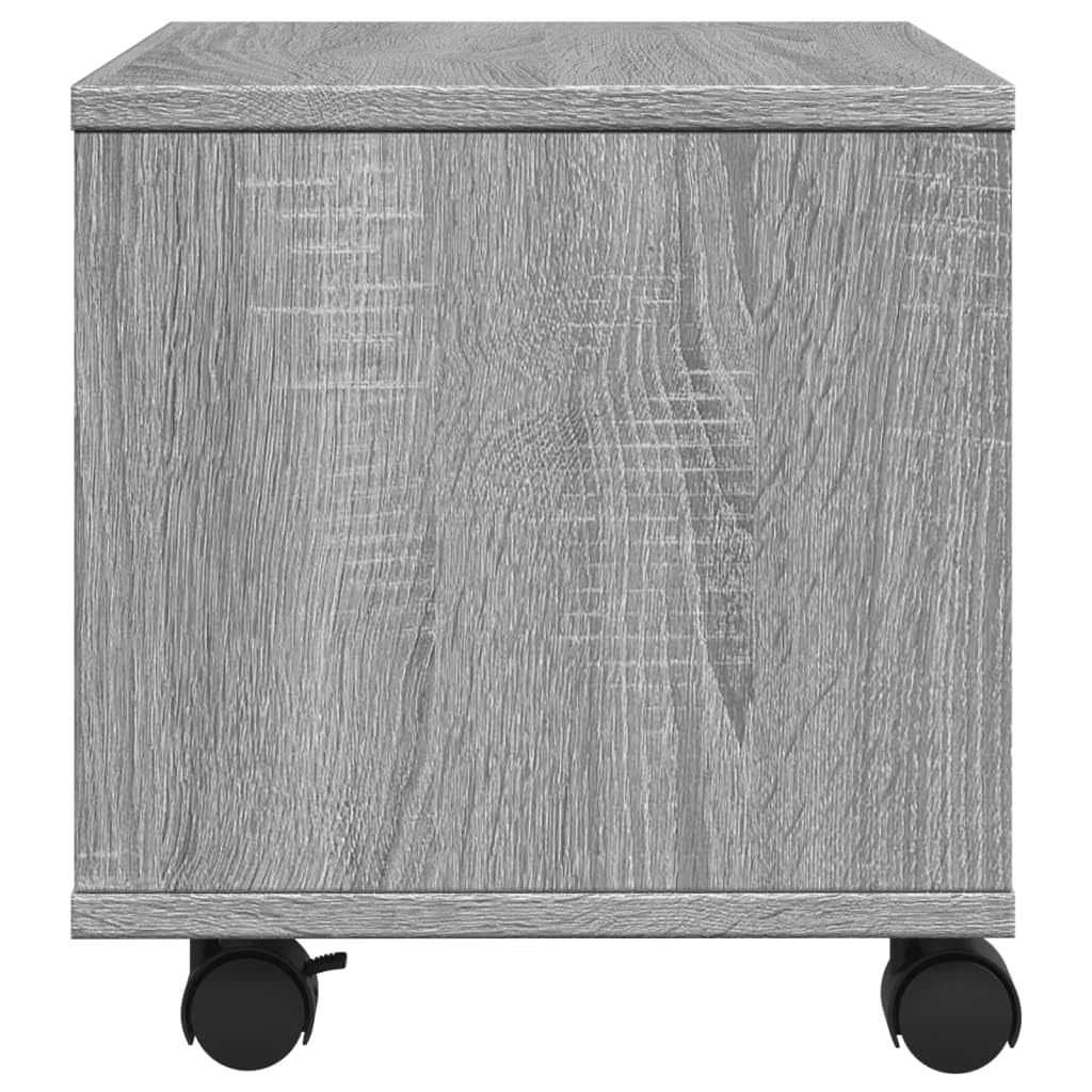 Druckertisch auf Rollen Grau Sonoma 41x32x34,5 cm, Druckerständer mit Rollen aus Holzwerkstoff, Stabiler Druckerwagen mit 2 arretierbaren multifunktionaler Organizer für Büro,
