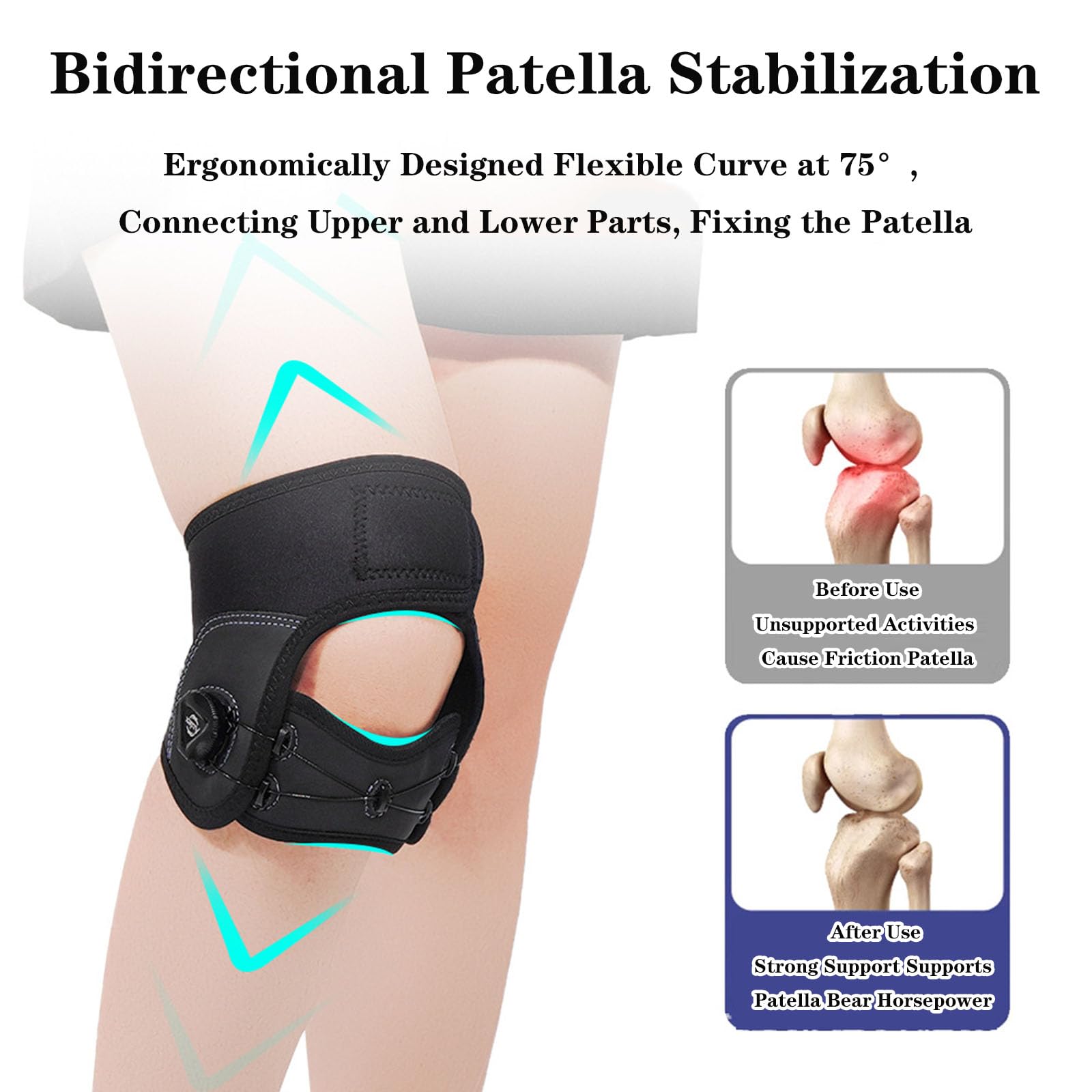 SFKLYU Rodillera Deportiva Envolvente con Bisagras, Soporte Estable para la Rodilla y Rodillera Ajustable para Hombres y Mujeres, Ideal para Artritis y Esguinces,S