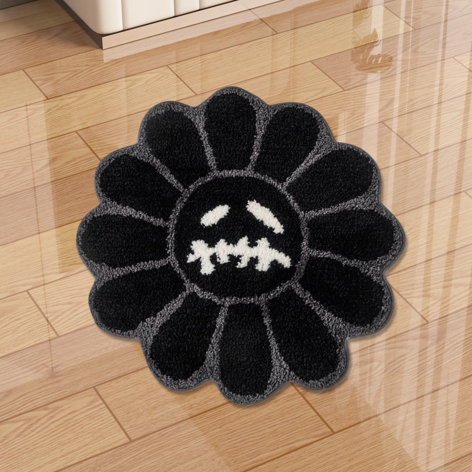 Tapis de bain rond tête de mort 60 cm séchage rapide et ultra absorbant