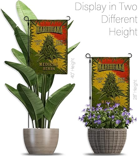 Miniatura 11 de Marihuana Burlap Garden Flag Set with Stand Novelty Trendy House Decoration Banner Small Yard Gift Double-Sided, Made in USA