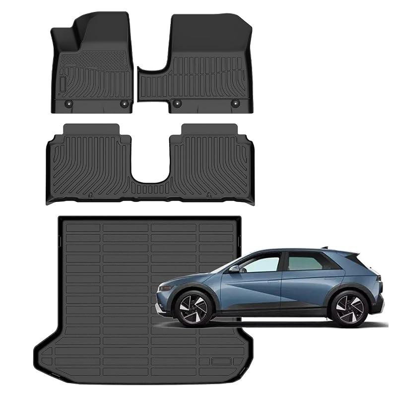 Tapetes automotivos de TPE para Hyundai Ioniq 5 com console deslizante 2025–2026 Norand, kit com 4 peças