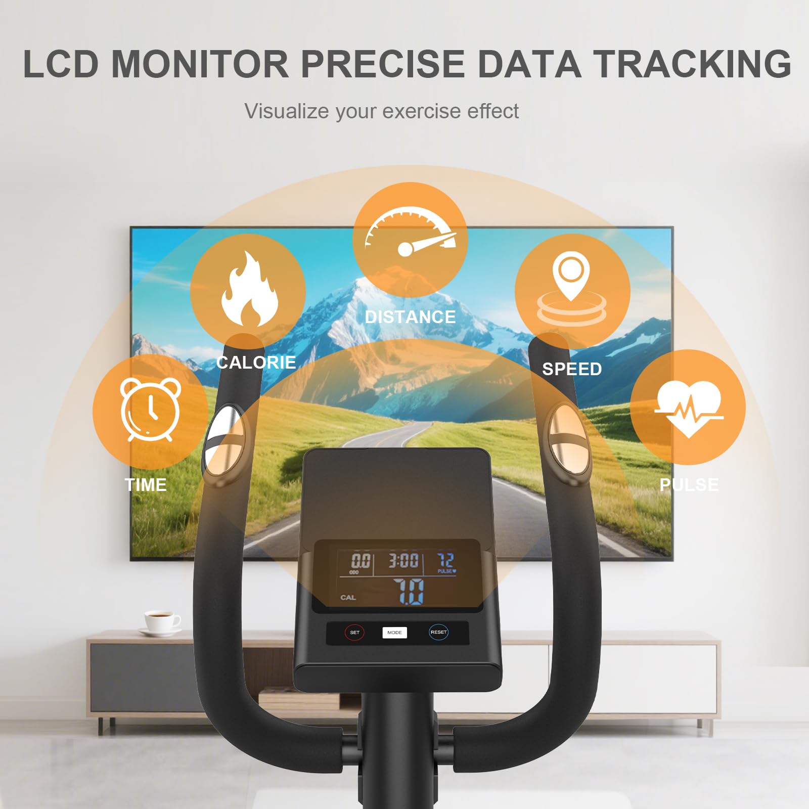 Bicicleta Elíptica con 16 Niveles de Resistencia,Monitor LCD,Sensores de Pulso,Ultra Silenciosa Elíptica para Casa con Pedales Antideslizantes,Portabotellas,Capacidad de Carga de 130KG