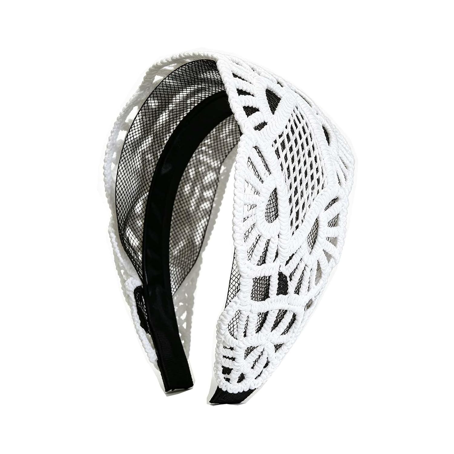 Wide Cotton Crochet Headbands for Women, Fashion Hairband Vintage Non-Slip Headbands Hair Accessories image 2