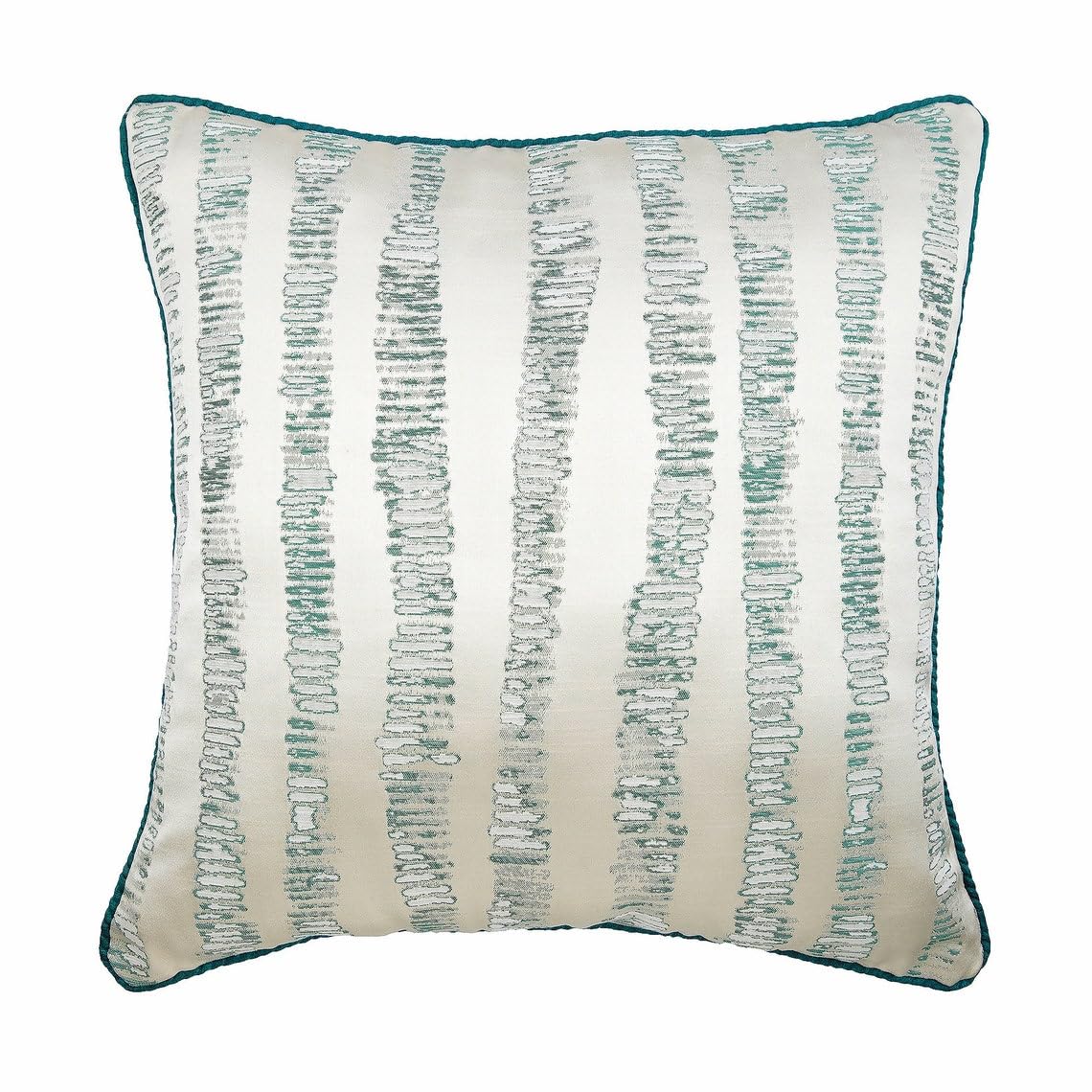 The HomeCentric Teal Blue Decorative Cushion Cover, 45x45 Jacquard Cushioncase, Square Abstract Striped Throw Cushions Cover Blue Cushion Covers Pack of 2, 45x45 cm (18"x18"), Modern - Undecided โ image 1