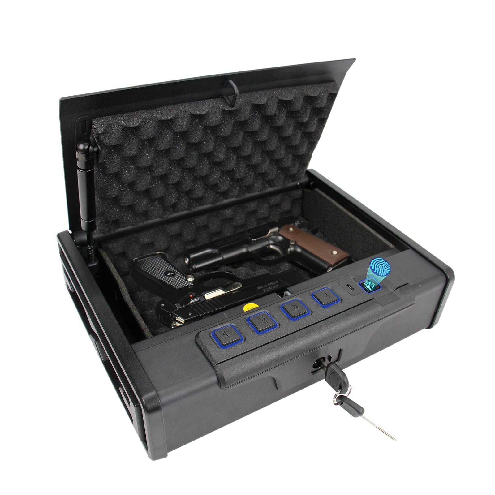 WENSUIJIA Gun Safe for Handgun, Biometric Pistol Safe for Handgun, Firearm Safety Device with Fingerprint Lock, Keypad and Keys, Secure Storage Cabinet, Perfect for Nightstand, Bedside, Table, or Car