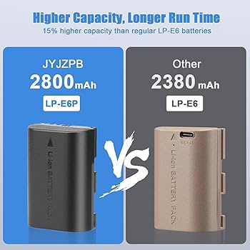 canon lp-e6p 2個 Amazon.com: JYJZPB 2 Pack LP-E6P Battery 2800mAh Large