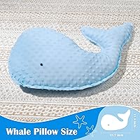 Vista 2 de Marble Empire Almohada de ballena azul con borde de estilo libre, almohada decorativa de ballena costera para sofá