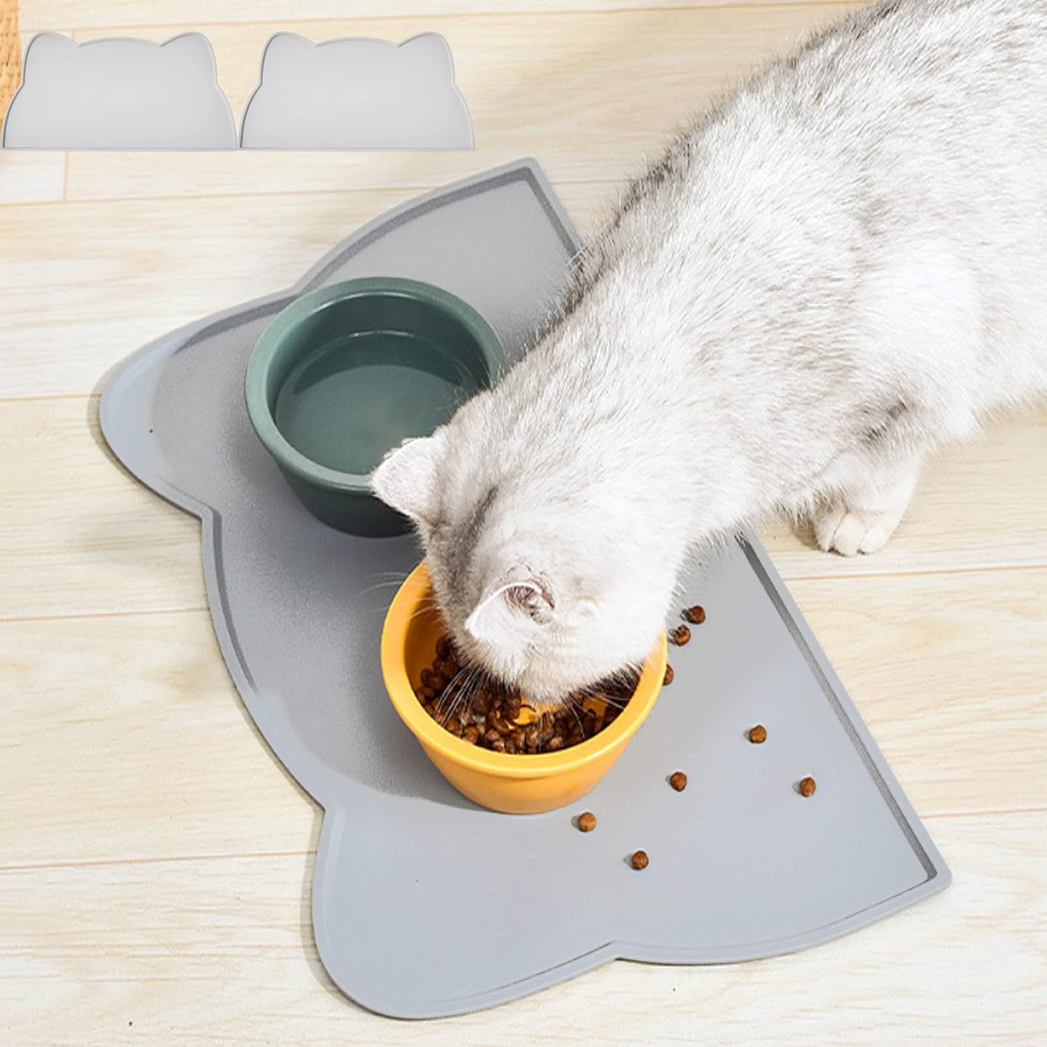 Dog Food Mat, 2 Pack Cat Food Mats Silicone Pet Food Mat, Waterproof
