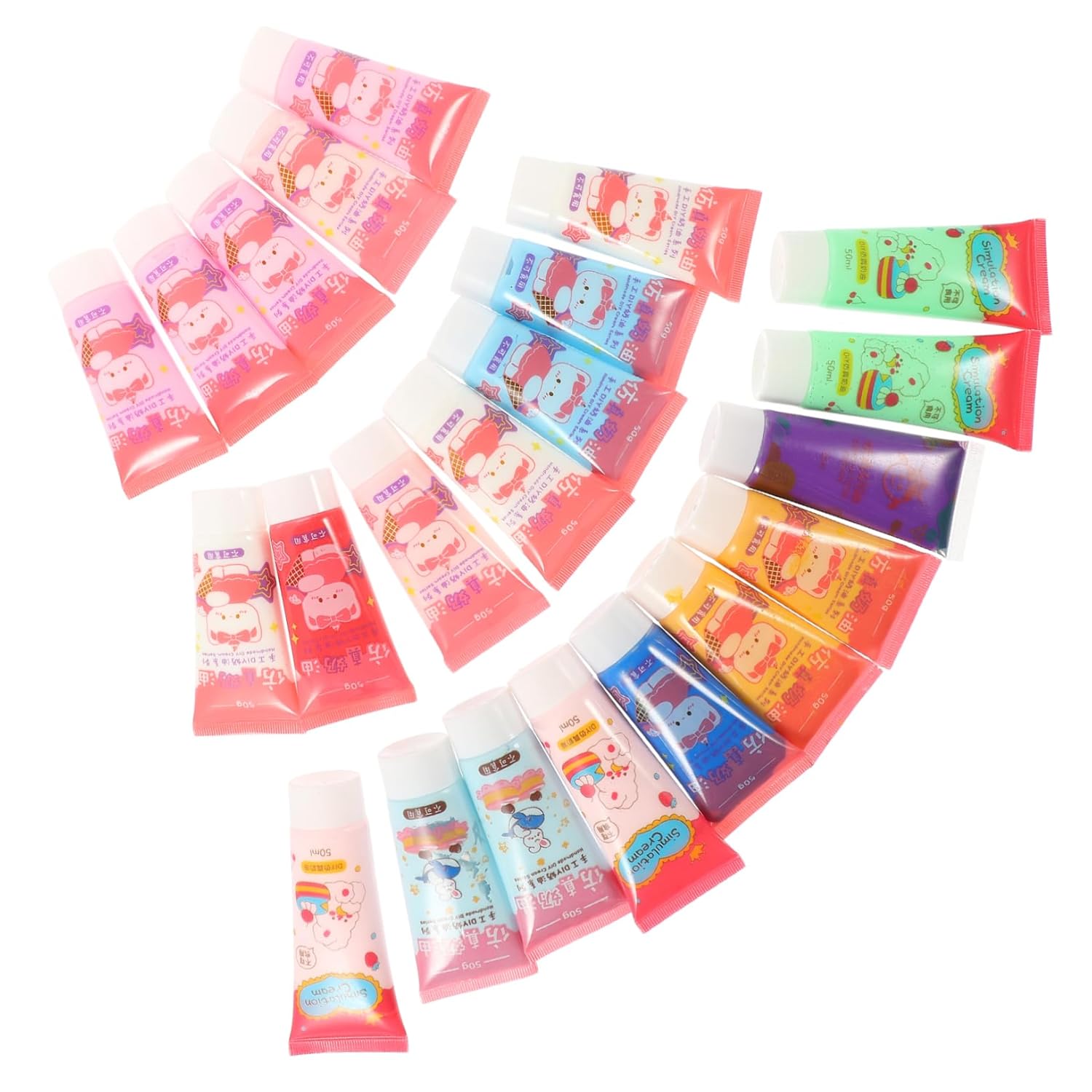LALAFINA 22 Pcs Simulation Cream Glue with Dual Bottle Mouths for Pattern Making DIY Decorations for Phone Case Crafting Safe Material Random Color