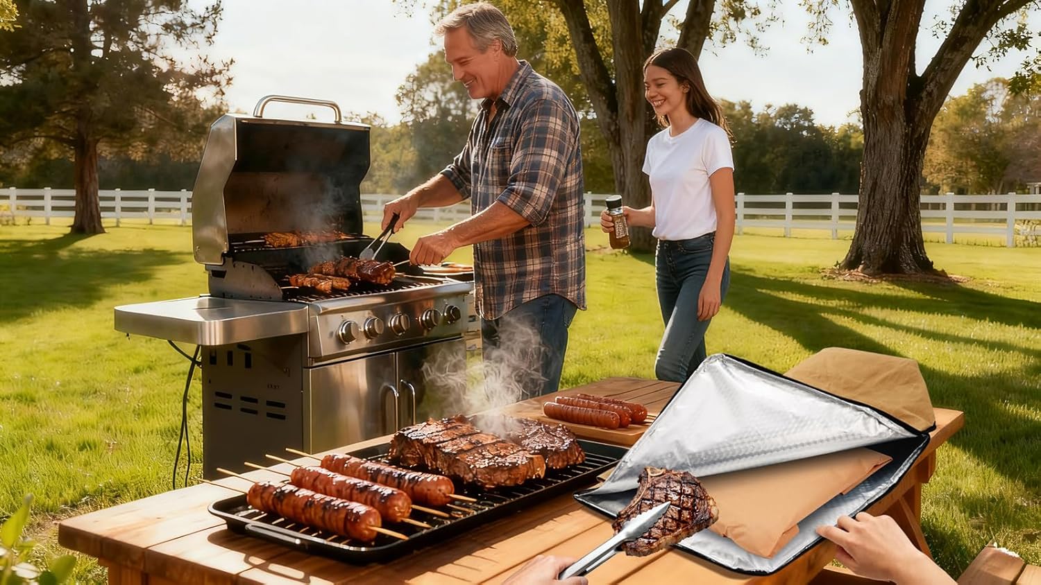 Waxed Canvas BBQ Blanket for Resting Meat, 22" Reusable Insulated Bag, Meat Blanket for Juicy Brisket, Pork, Turkey/Birthday, Valentines Day Surprise for Him