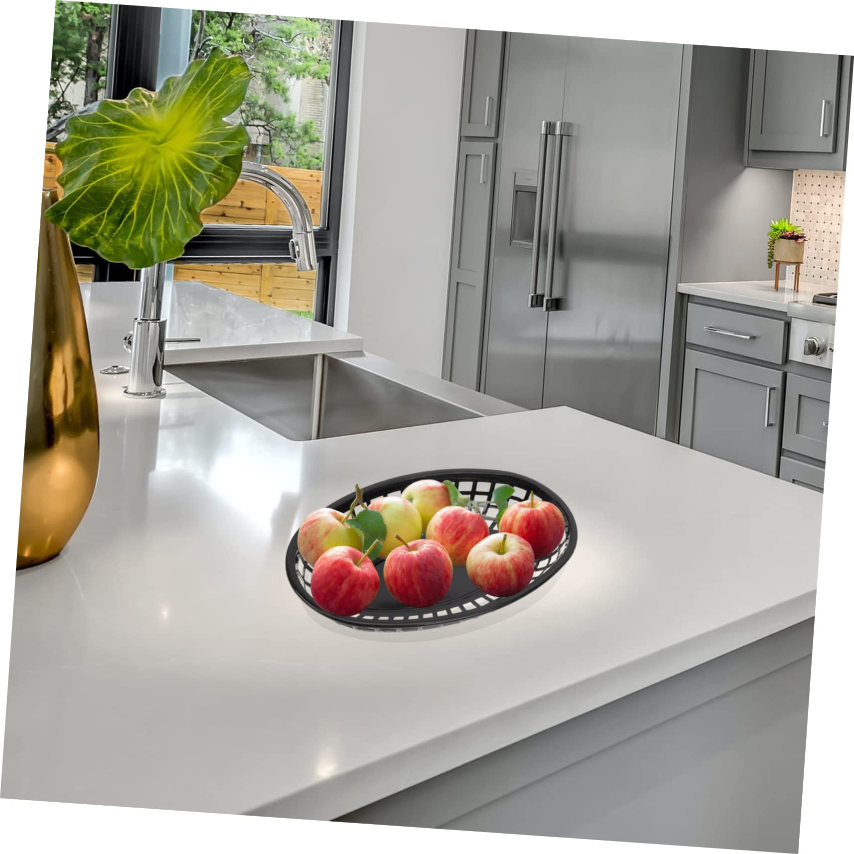 COLLBATH 12pcs Plastic Snack Baskets French Fries Fast Food Serving Trays for Home Restaurant Parties Convenient Storage for Fried Chicken Fish Balls More Random Color