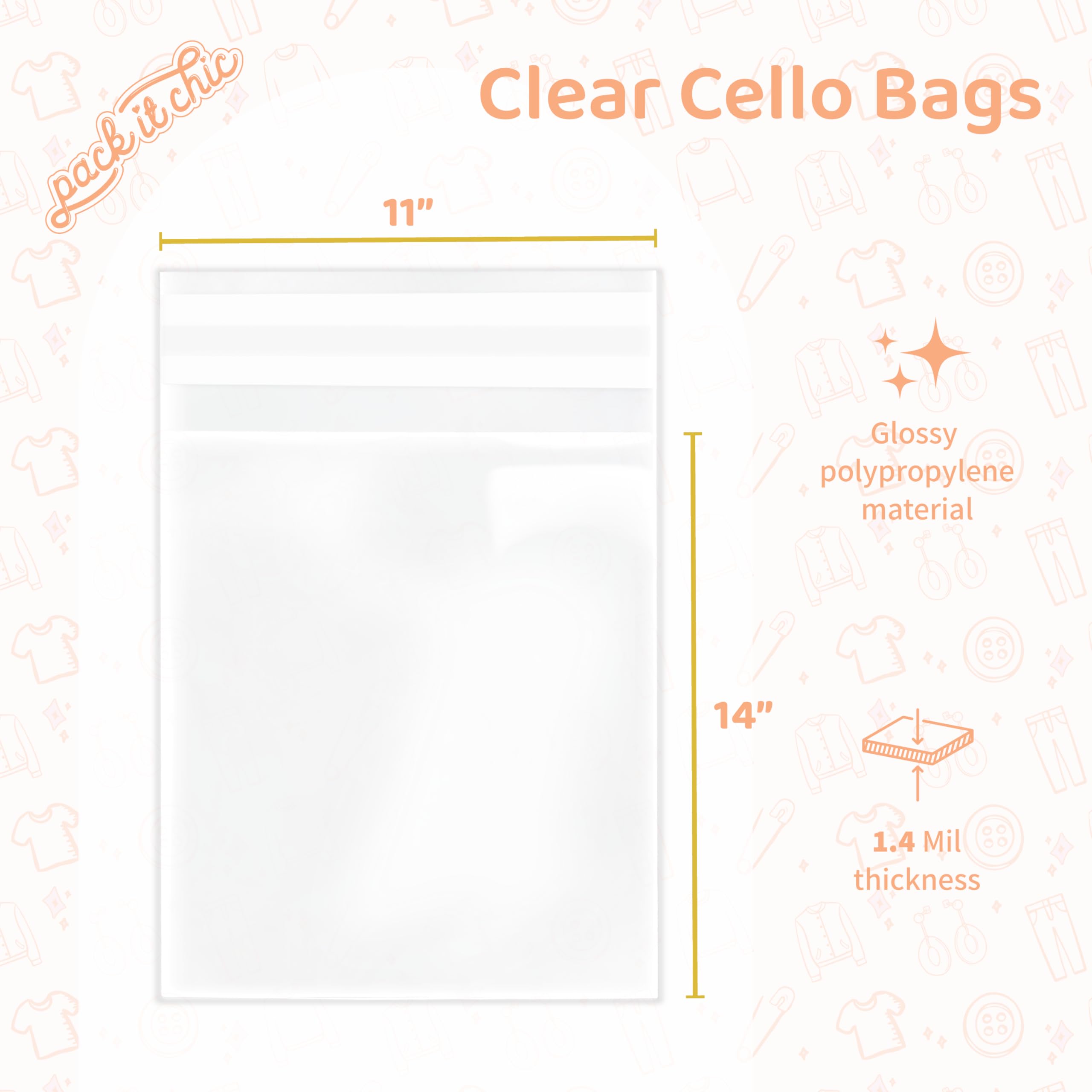 Amazon.co.jp: Pack It Chic - 透明 再封可能 セロファン セロハン袋