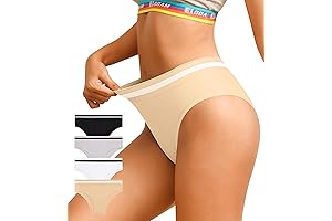 Workout Underwear for Women No Show - Comfy Breathables Sports Underwear Seamless Hipster Briefs Pack