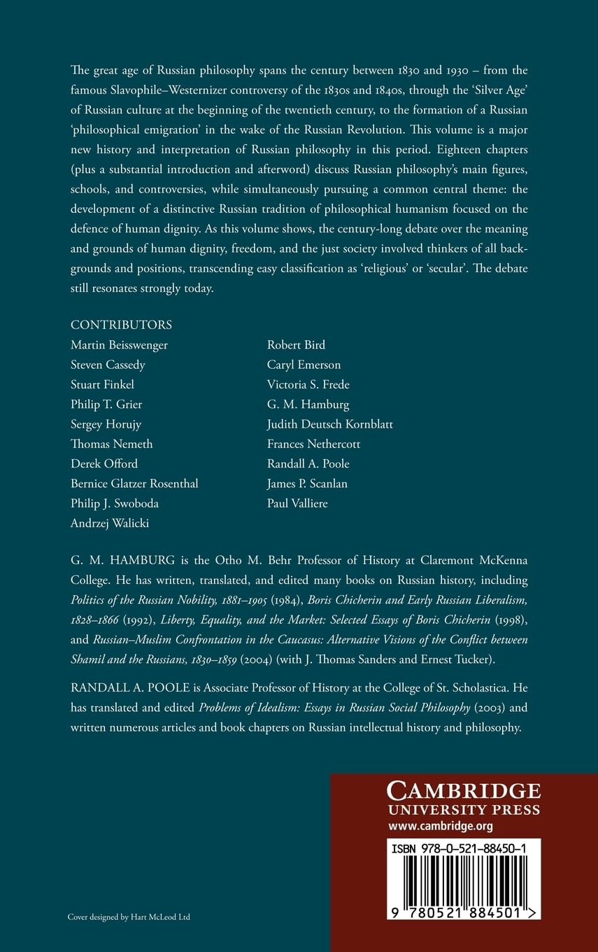 A History of Russian Philosophy 1830–1930: Faith, Reason, and the Defense of Human Dignity