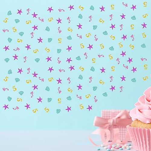 Miniatura 6 de Juego de 120 confeti de sirena, decoraciones de mesa de sirena para cumpleaños número 5pequeño confeti de sirena para fiesta temática bajo el mar,