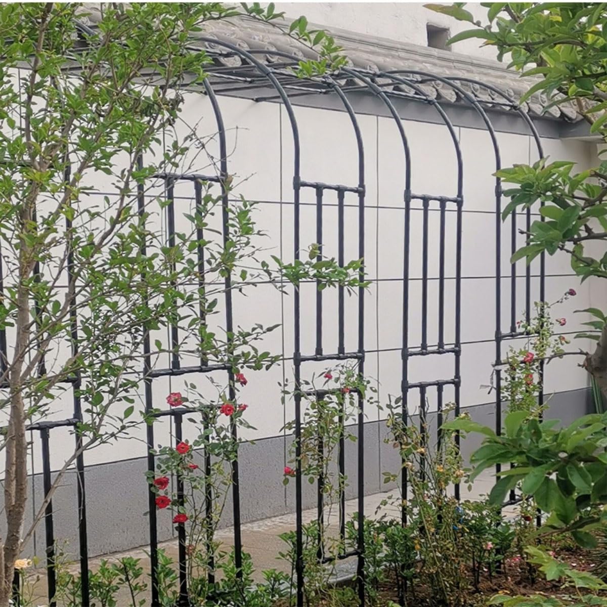 Traliccio a mezzo arco per rose – Archi da giardino per rampicanti facile da montare in acciaio zincato durevole rivestito in PE – Dimensioni: 120 – 320 cm supporto per piante