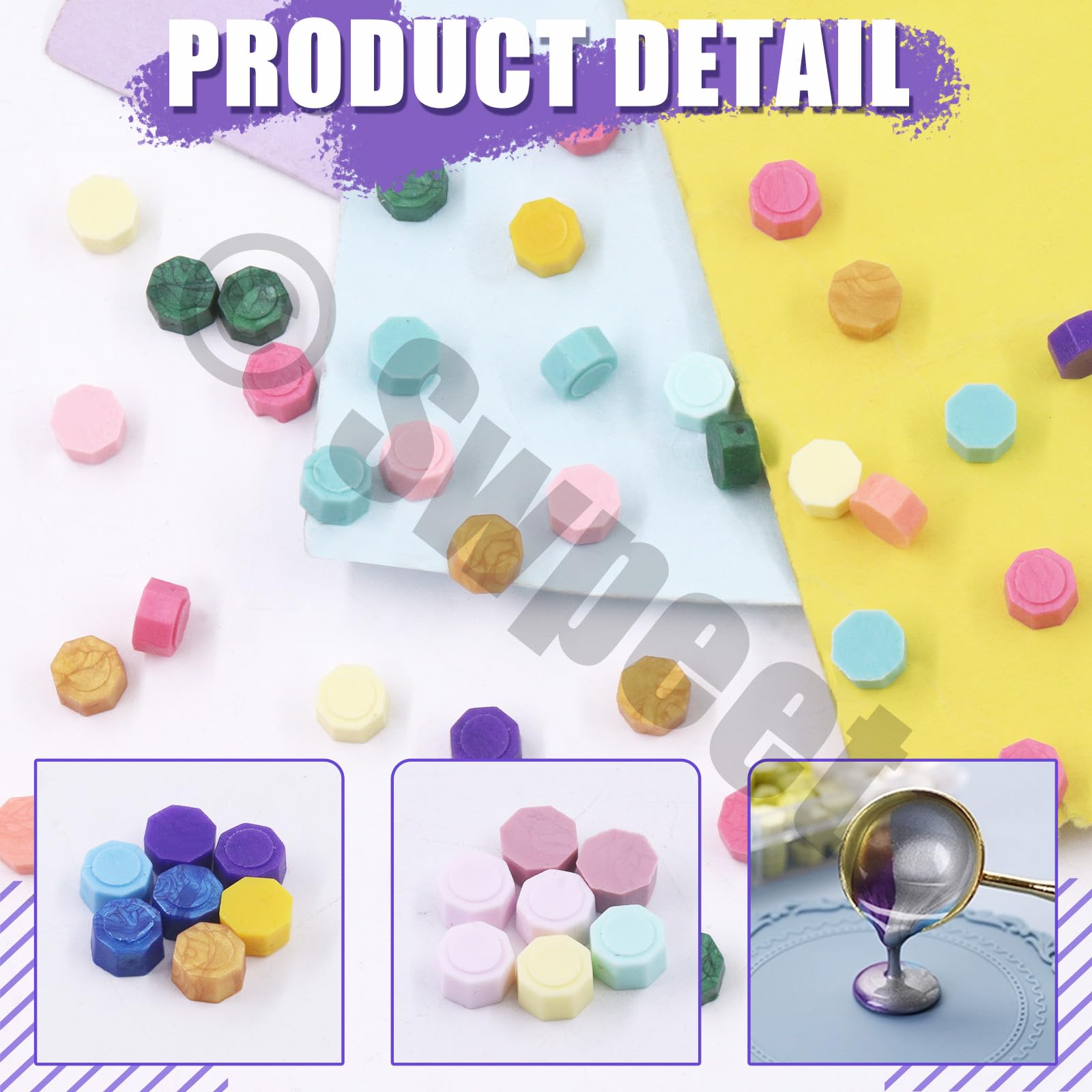 Swpeet 1200 juegos de cuentas de cera selladas de 24 colores y 8 mm, cuentas de cera selladas octogonales son ideales para sellos de cera, tarjetas, invitaciones de bodas y envases de regalos