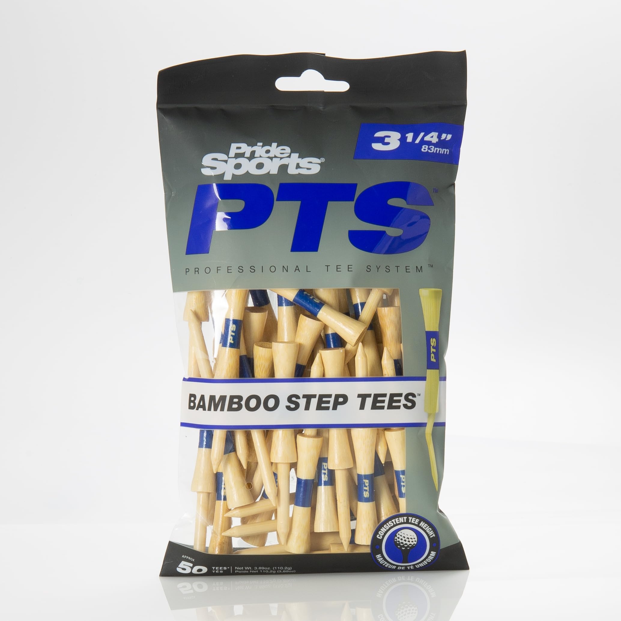 Pride Sports Professional Tee System Step Tees (3 1/4", Bamboo, 50pk)