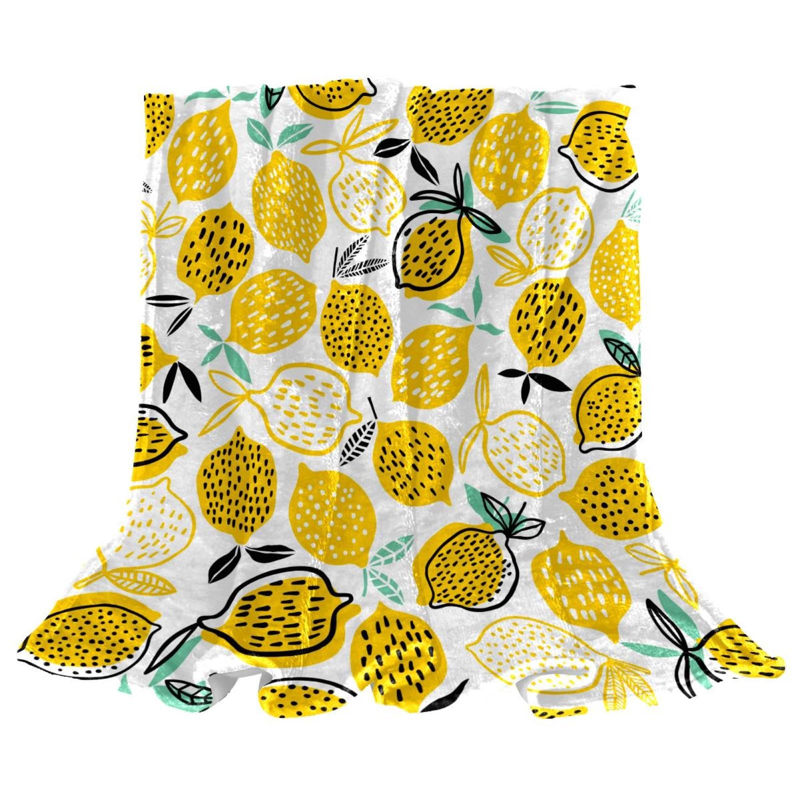 Couverture polaire citron anti-froid microfibre douce pour canapé et lit d'appoint