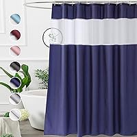 Vista 9 de UFRIDAY - Cortina de ducha de tela gris y blanca de 72 x 72 pulgadas, cortina de ducha con ventana. Cortina de ducha para baño y bañeras, lavable a