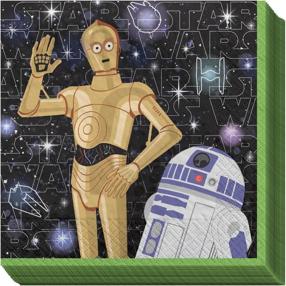 Serviettes de table Star Wars lot de 16 en papier jetable Amscan motif galaxie