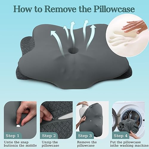 Miniatura 6 de Almohadas de espuma viscoelástica refrescante para aliviar el dolor de cuello y hombros, almohada ergonómica de cama de contorno para dormir de