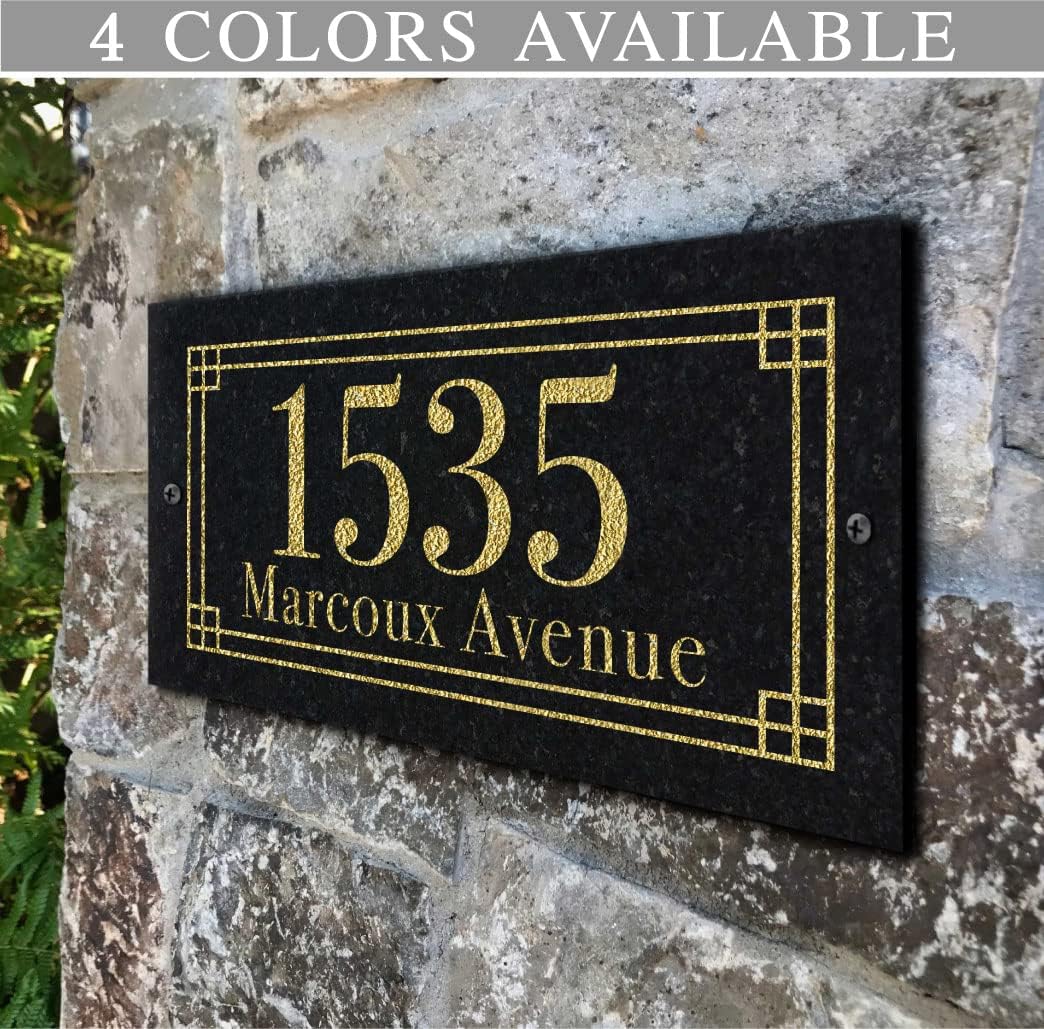 THE LINDEN Stone Address Plaque With Engraved Numbers. Address Sign Made from solid, real stone.