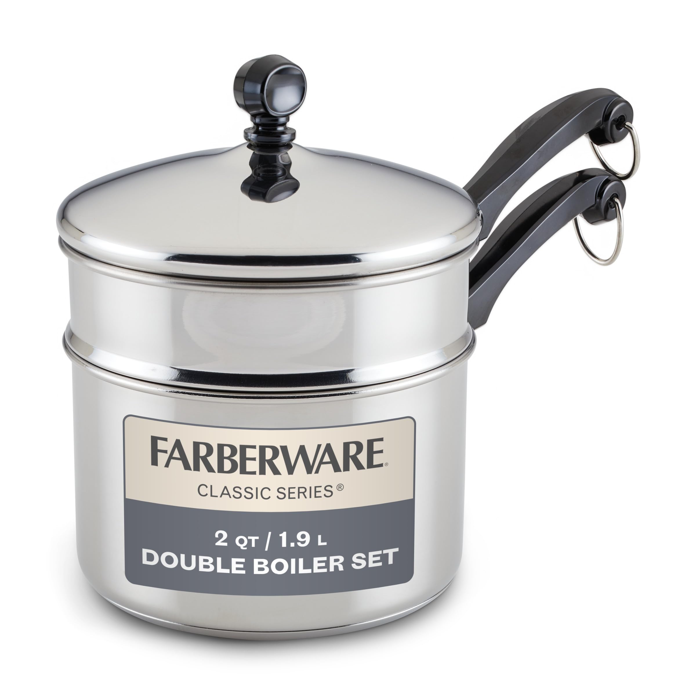 Farberware Classic Series Double Boiler and Saucepan with Lid, 2 Qt