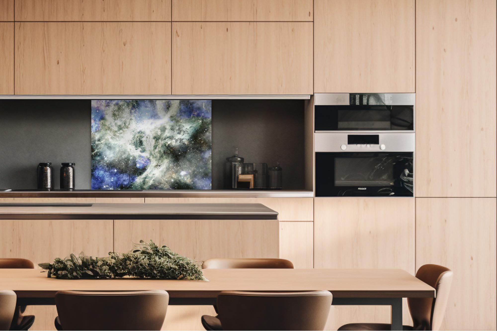 Kitchen Back Wall Composite Panel Colourful Deep Space 80 x 60 cm | Splash Guard Kitchen for Stove Sink | Premium Quality Aluminium Dibond Thickness 3 mm - Made in EU | Includes Adhesive