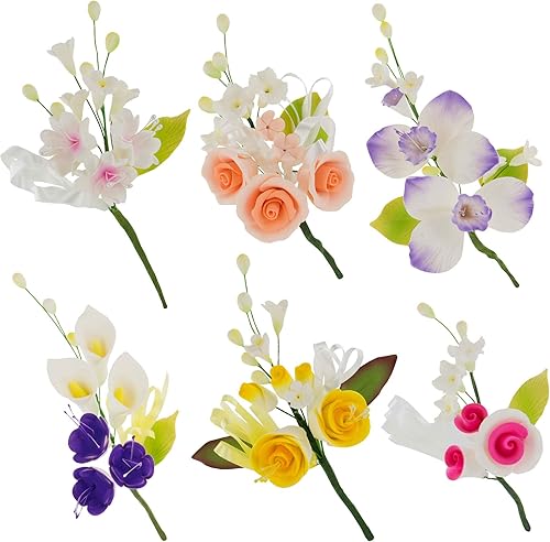 Global Sugar Art Surtido de flores pequeñas para pastel de azúcar, juego A, 6 unidades por Chef Alan Tetreault