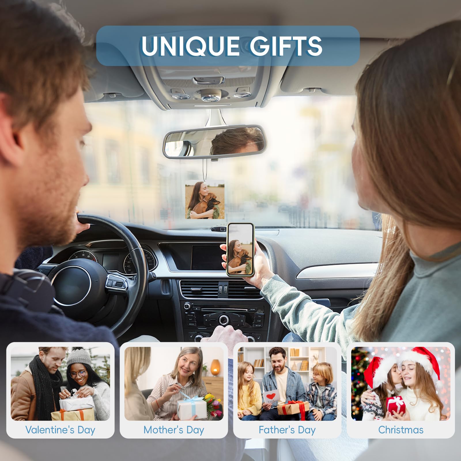 Custom Air Fresheners for Cars with Pictures - Personalized Double Sided Car Accessories for Men and Women Unique — view 7
