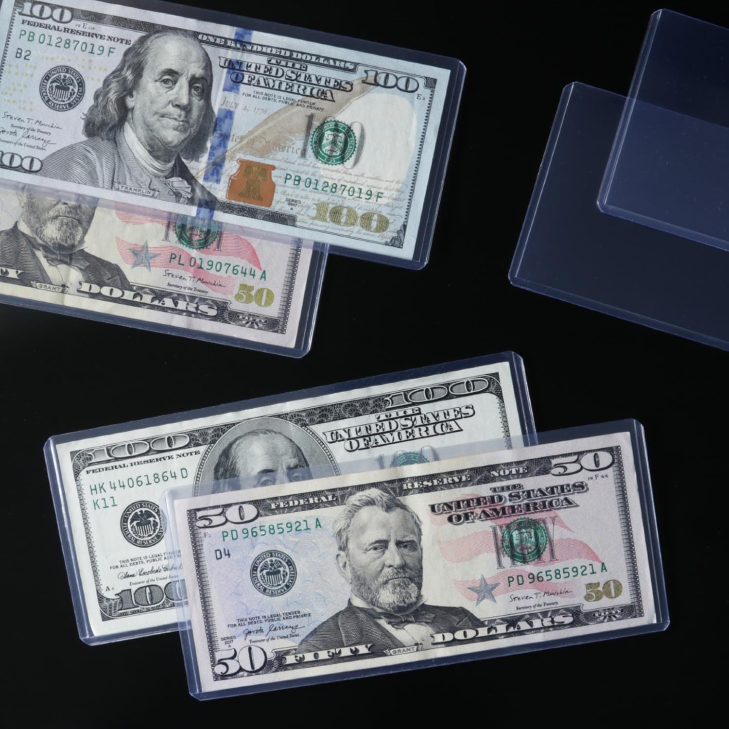Khazna Regular Dollar Bill Currency Topload Holders, 20 Pcs Protective Money Sleeves, Crystal Clear,Currency Sleeves Holder Protector for Regular Bills
