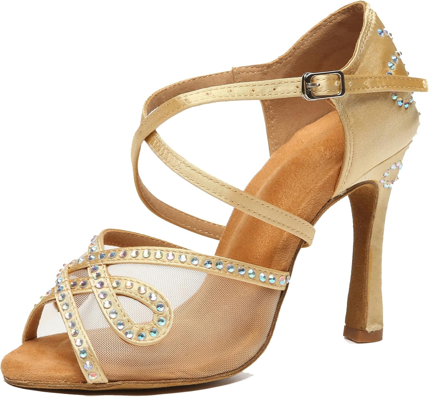 Womens Comfortable Ballroom Dance Shoes Rhinestones Pattern Wedding Sandals