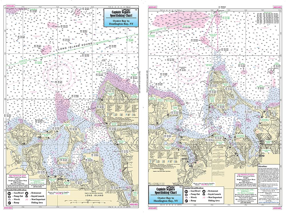 Captain Segull’s Inshore Oyster Bay to Huntington Bay, NY, Fishing Nautical Chart