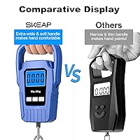 Vista 24 de SKEAP Báscula de pesca digital para colgar, báscula de equipaje de 110 libras, mango grande mejorado y pantalla LCD retroiluminada, balanza Naranja