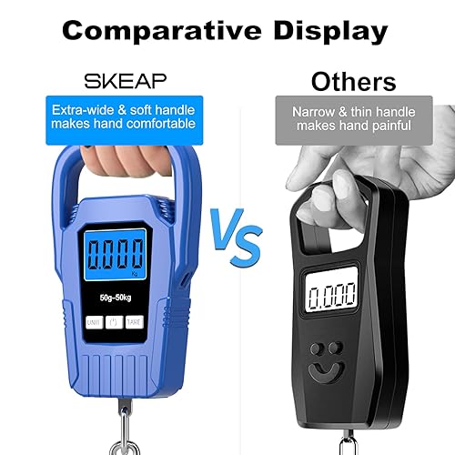 Miniatura 2 de SKEAP - Balanza digital para pesca, balanza colgante, balanza de pesca, capacidad de 110 libras/50 kg, balanza para equipaje, mango grande