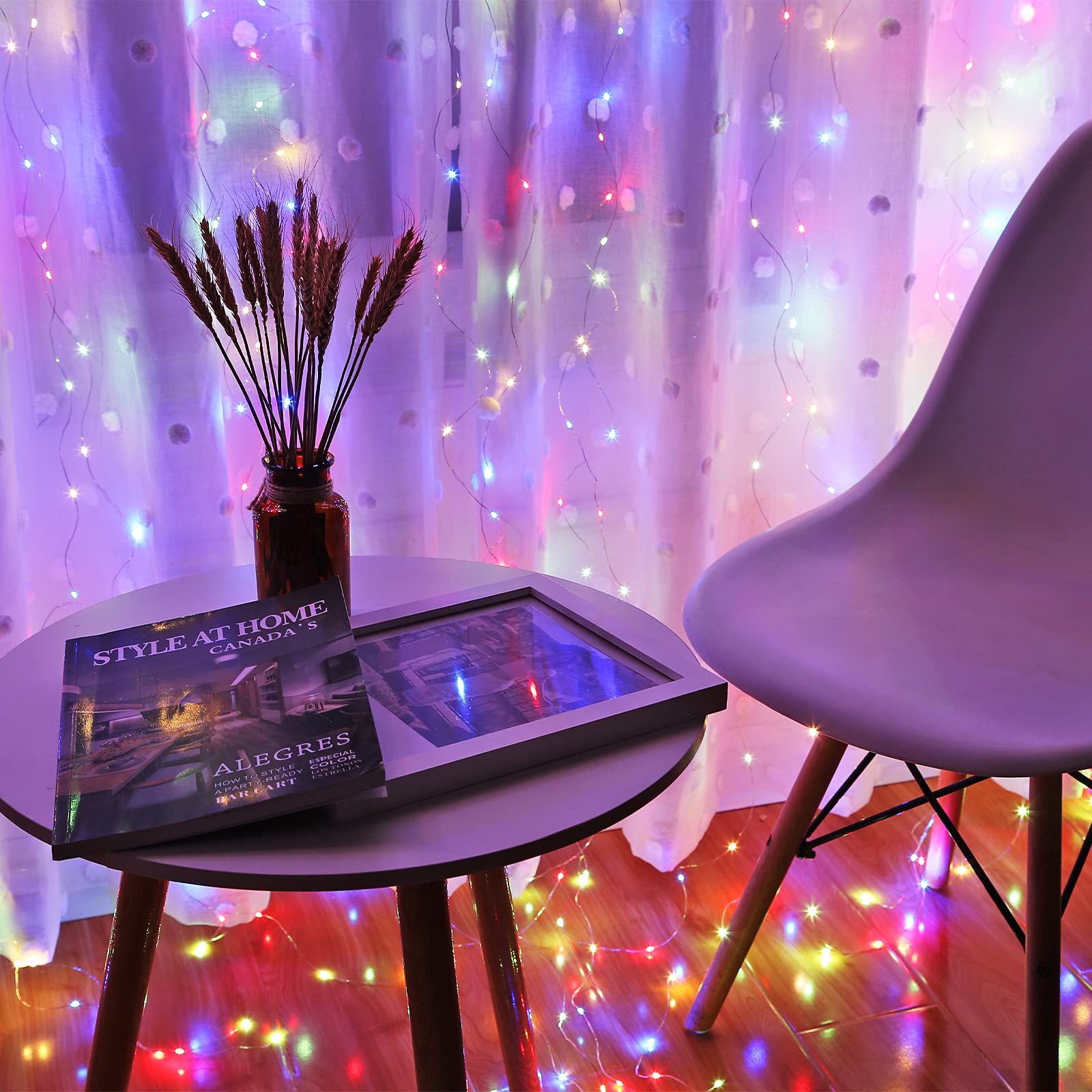 XVZ Tenda Luci LED,3x3m,300 LED IP44 Impermeabilità 8 Modalità di Lucine Luci per Tenda con Telecomando Timer Dimmerabile per Decorare Natale Nuovo Anno Matrimonio Feste Finestra Porta (Bianco caldo