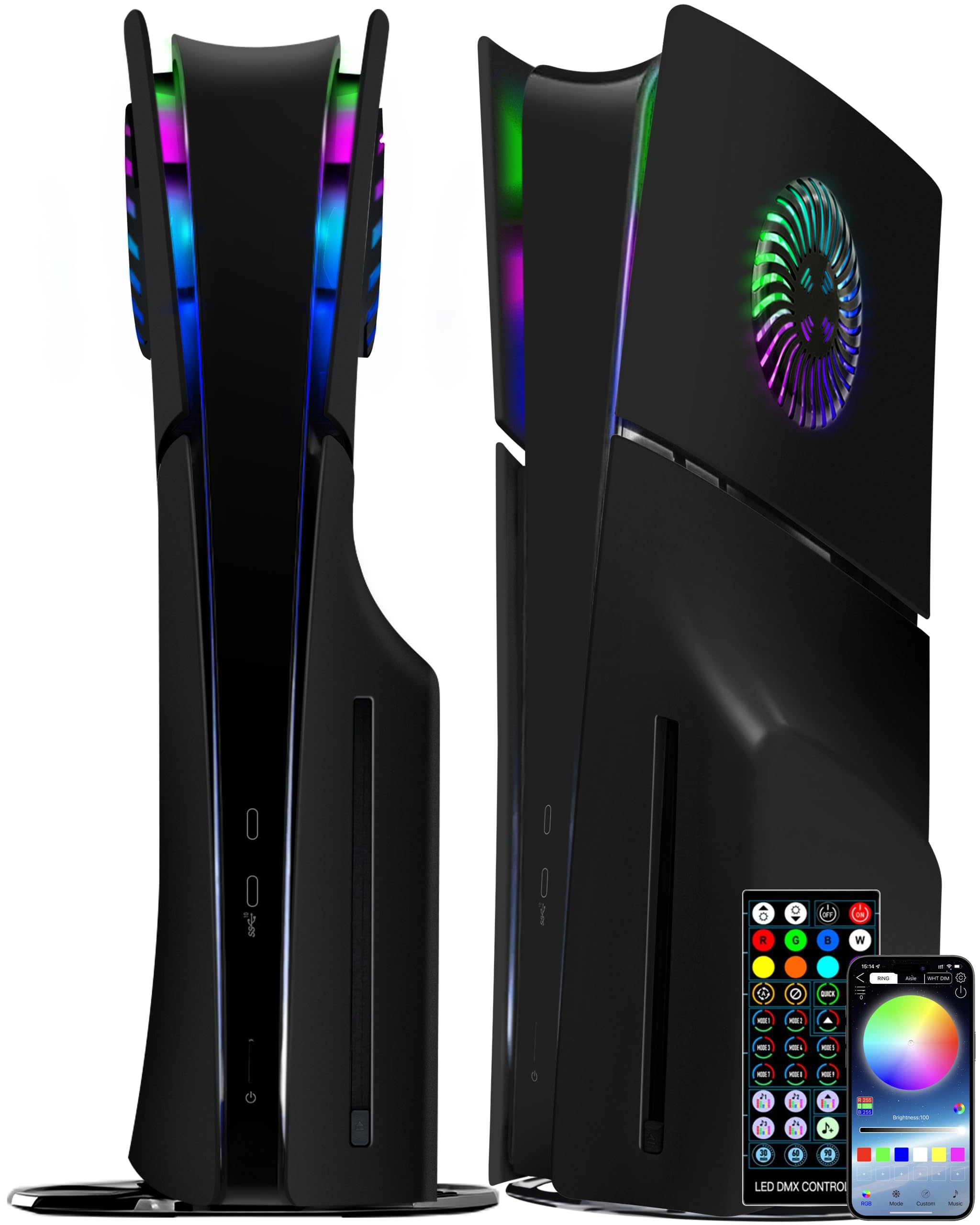 Joso Panel frontal para PS5 Slim Disc Edition, resistente a los arañazos, a prueba de polvo, funda de repuesto con anillo RGB, cubierta para PS5 Slim (CD-ROM) y placas para PS5 Slim accesorios, color