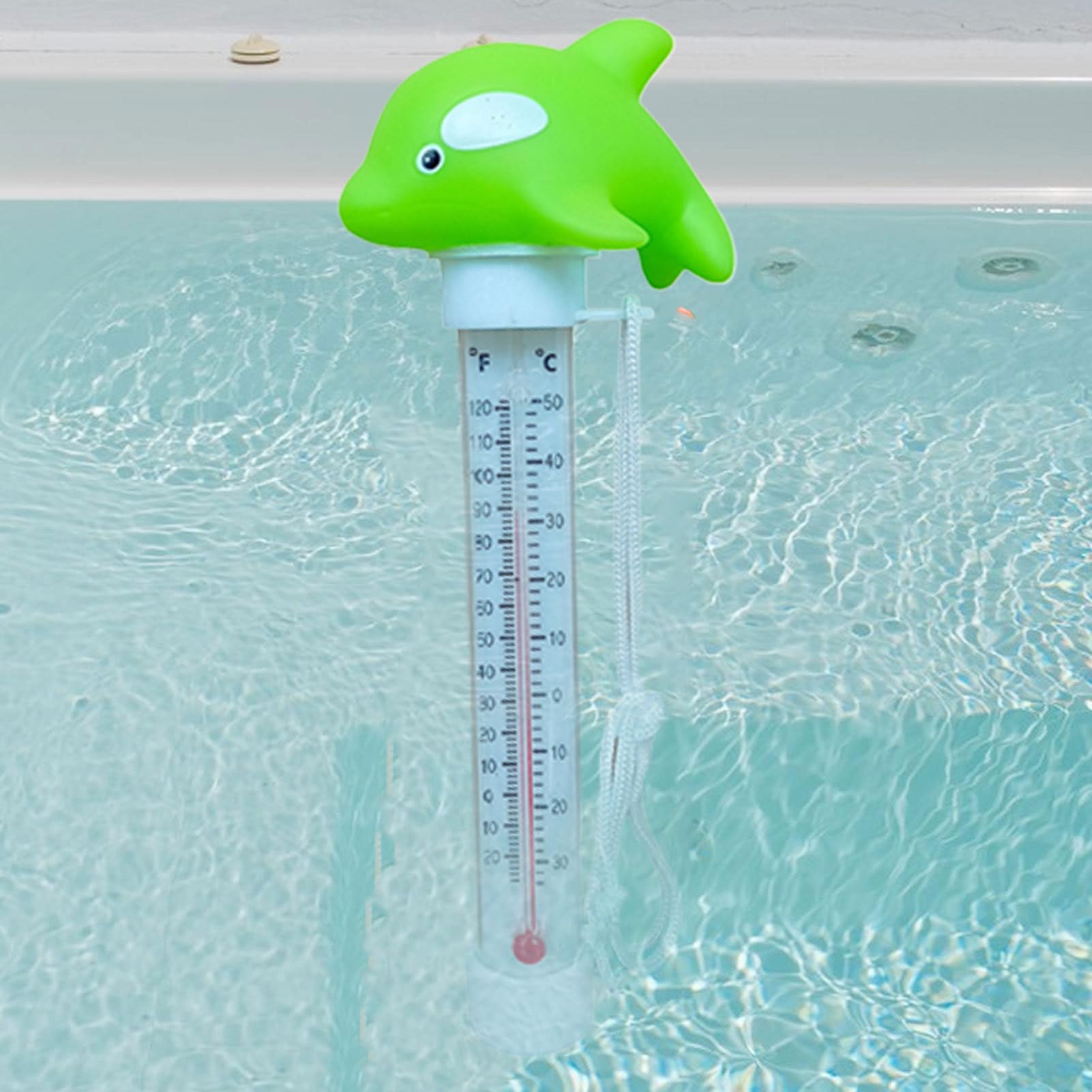Termometro a piscina galleggiante, tester a temperatura galleggiante per piscina galleggiante animale, letture facili accurate, resistenti alla corda per piscine esterne e interni