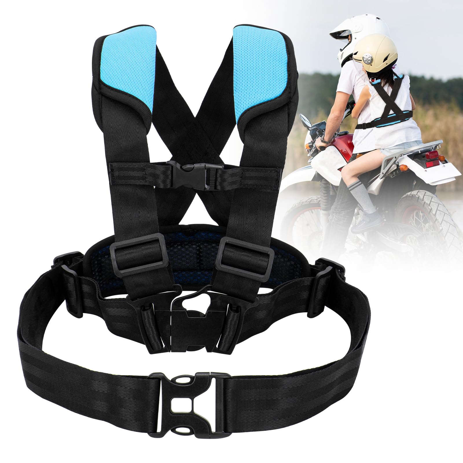 Taope Children's Motorcycle Seat Belt, Child Auxiliary Safety Harness for Parent-child Outdoor Mountain Biking, Tobogganing