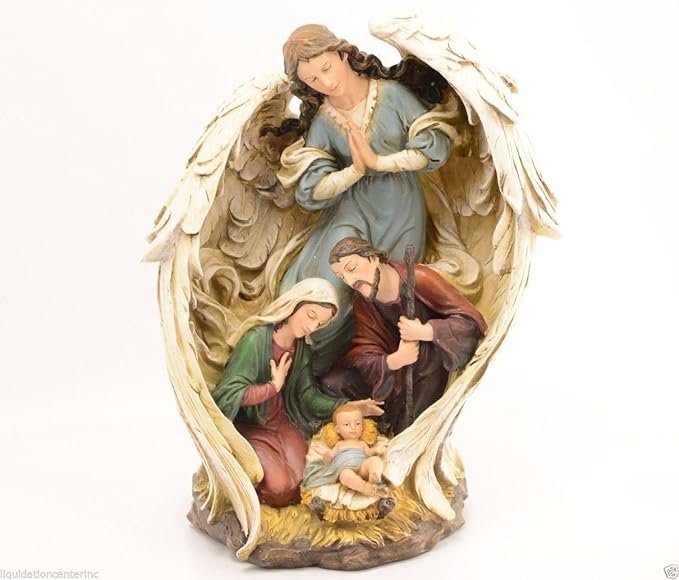 Napco Guardian Angel With Holy Family Nativity Scene Figurine Home & Kitchen