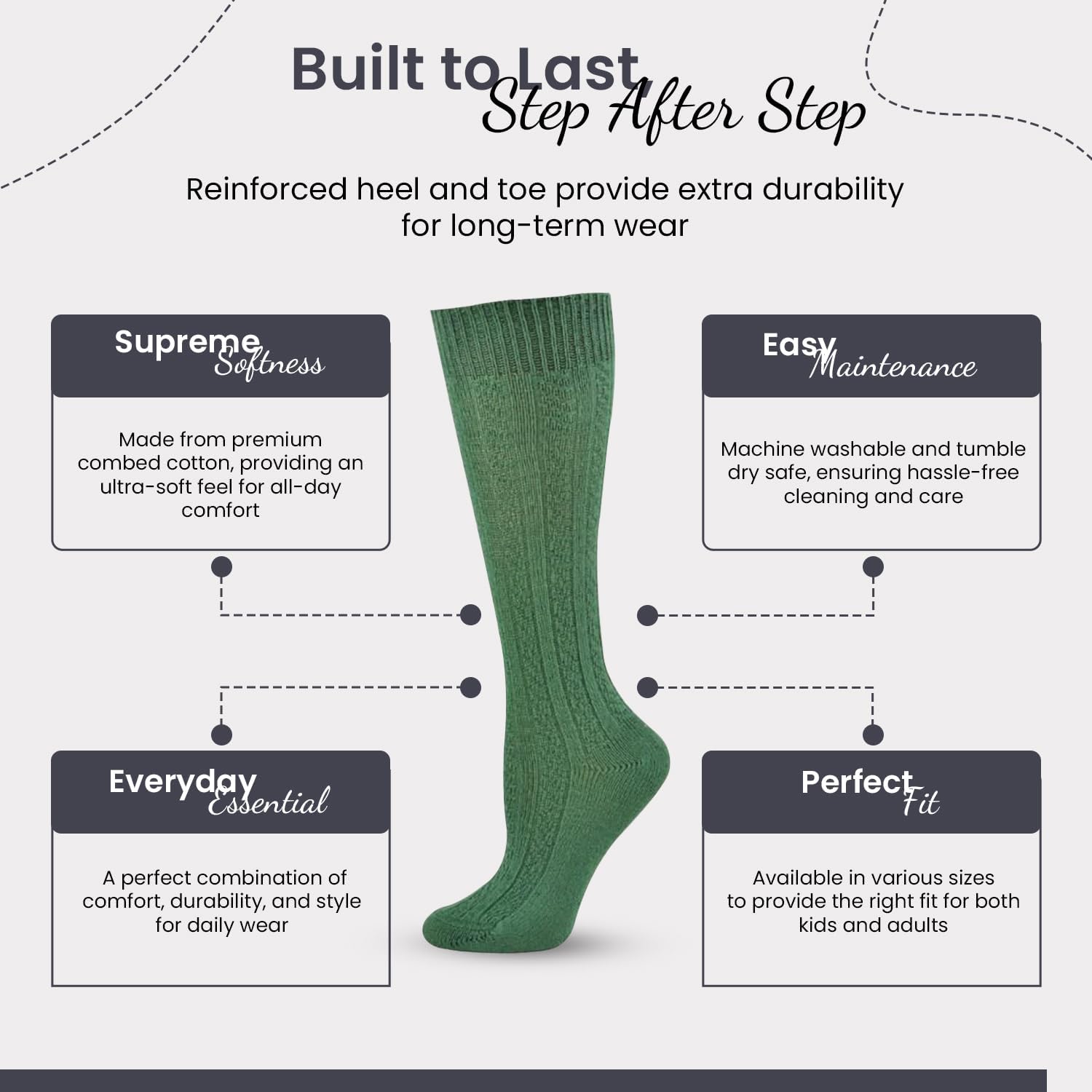 Classic Girls Cable Knit Knee socks, Combed Cotton Knee High Uniform Socks Soft 3 Pair Pack, Cozy Girls School Uniform Socks - Image 4