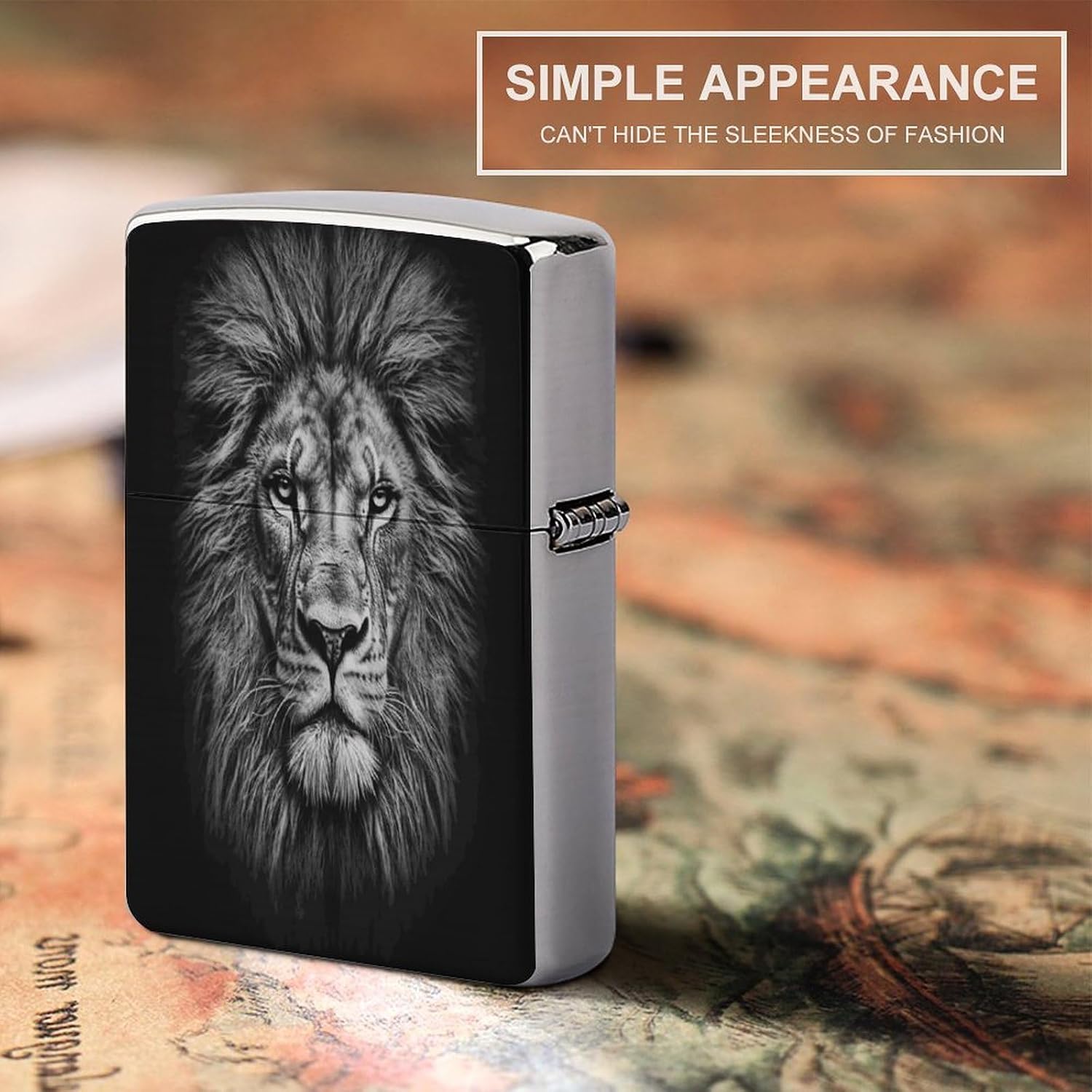 Black and White Lion Head Lighter Case Cover Lighter Shell