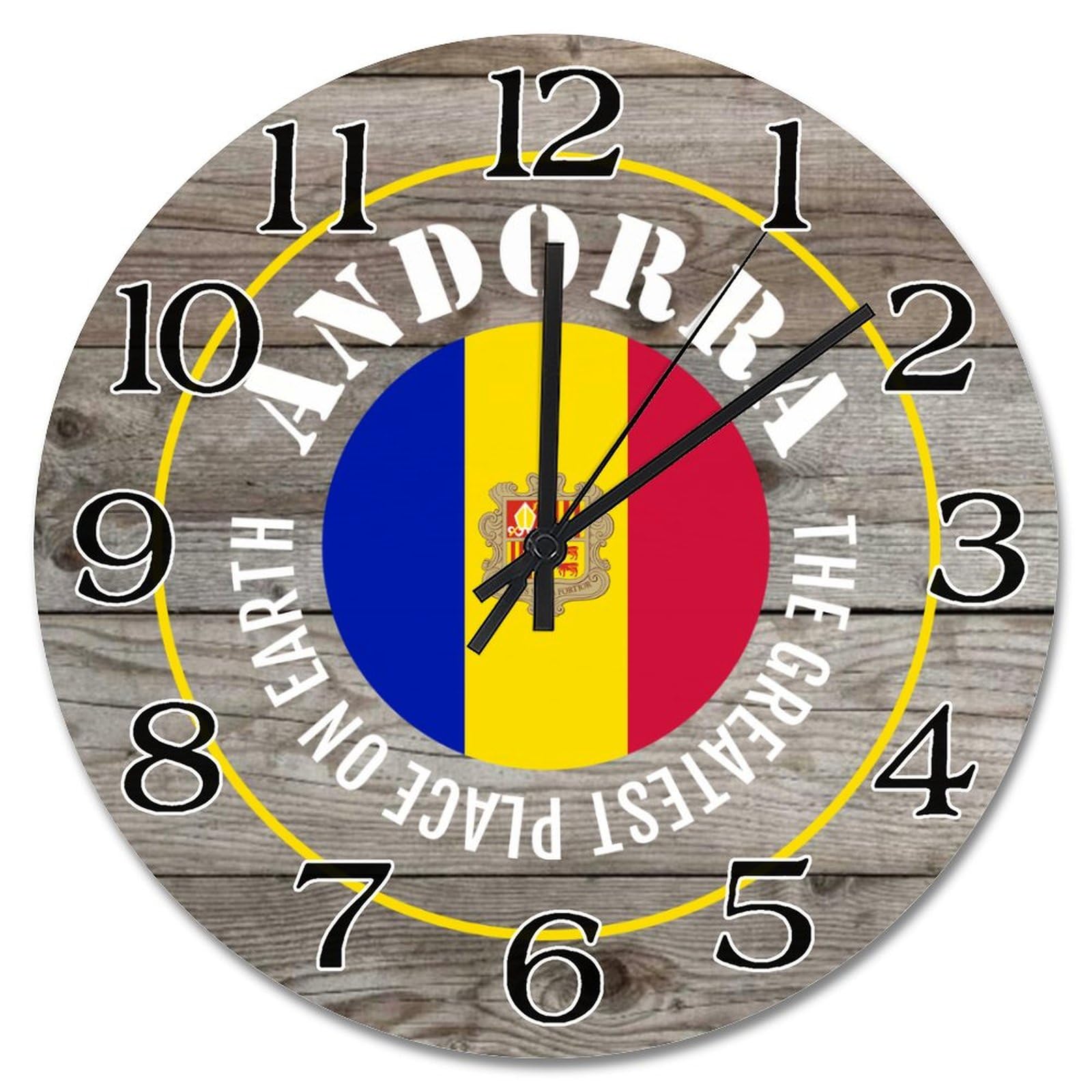 Horloge murale drapeau Andorre - Décoration vintage salon 38cm