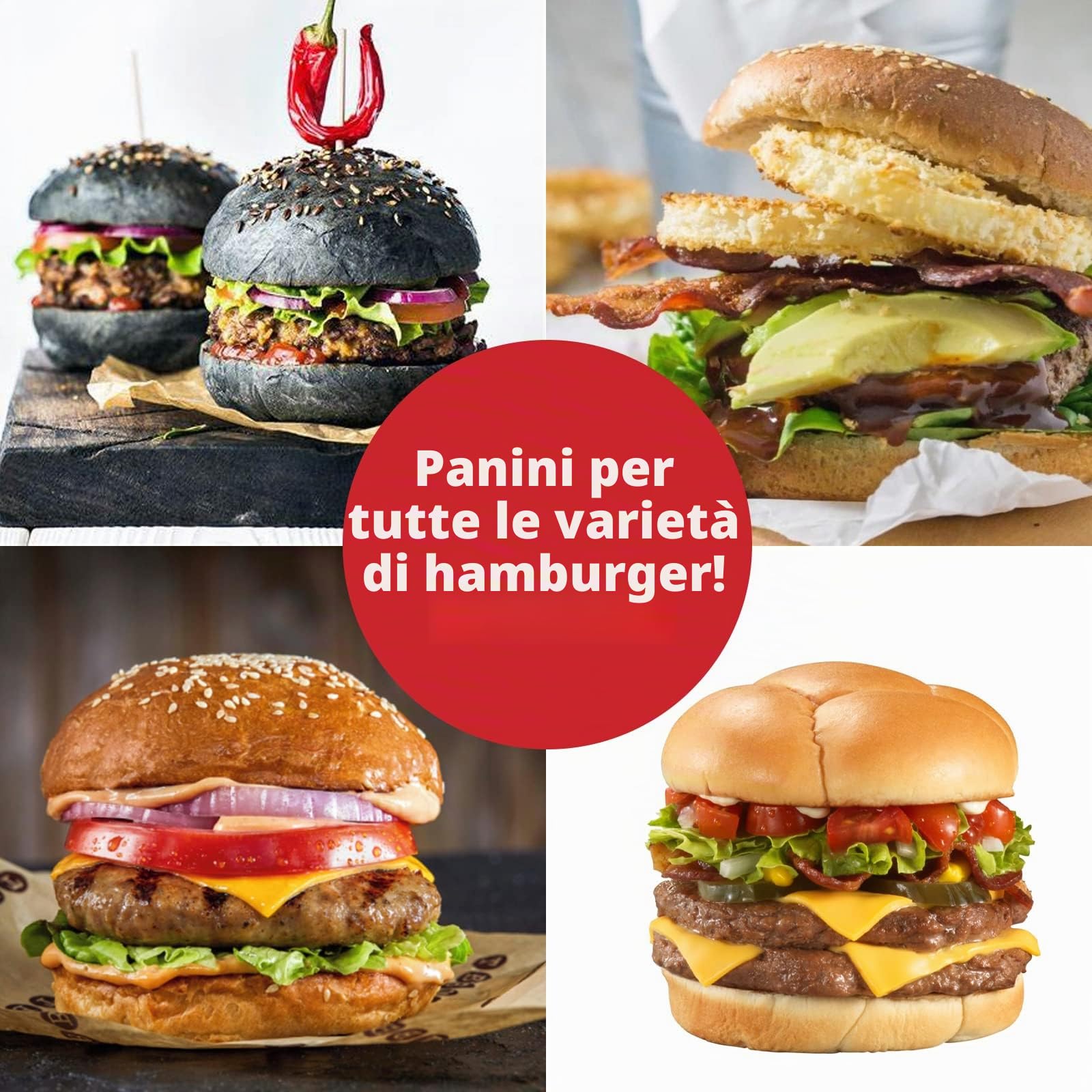 webake Brioche - Stampo in silicone per panini e hamburger, 2 pezzi, 6 cavità, 10 cm, grande stampo in resina, 33 x 22,2 x 2 cm